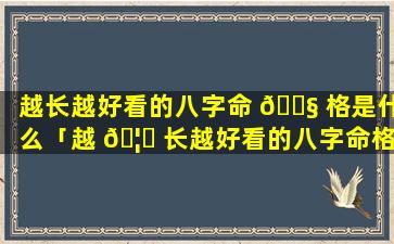 越长越好看的八字命 🐧 格是什么「越 🦁 长越好看的八字命格是什么意思」